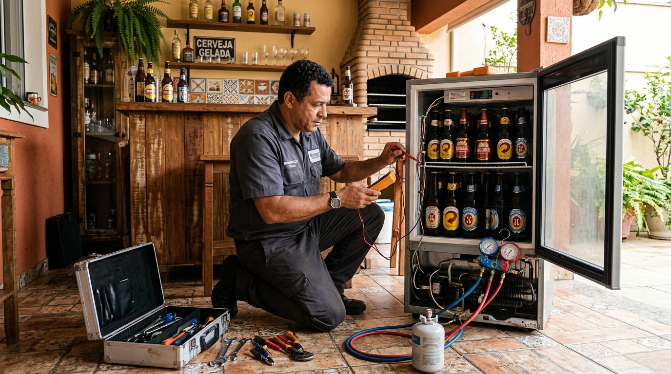 Recarga de gás refrigerante em cervejeira em atendimento em Santo André‑SP